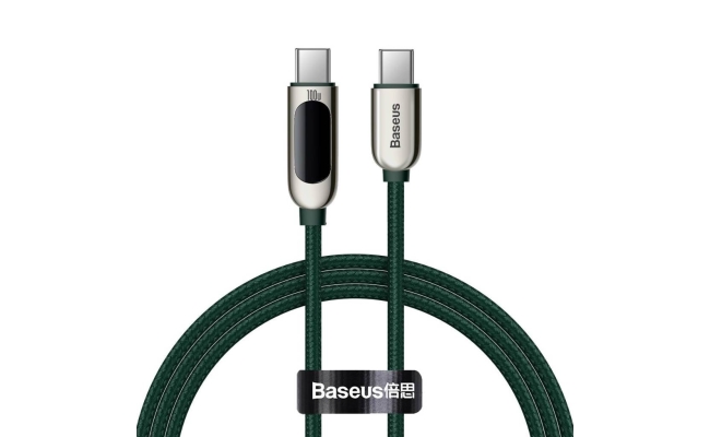 Cablu alimentare si date Baseus CATSK-B06 Display, Fast Charging, 1m, verde