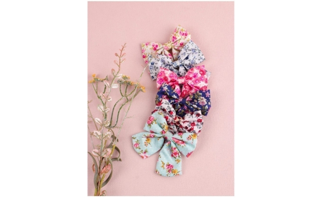 Agrafe de par cu clips pentru fetite, model floral, set 6 bucati