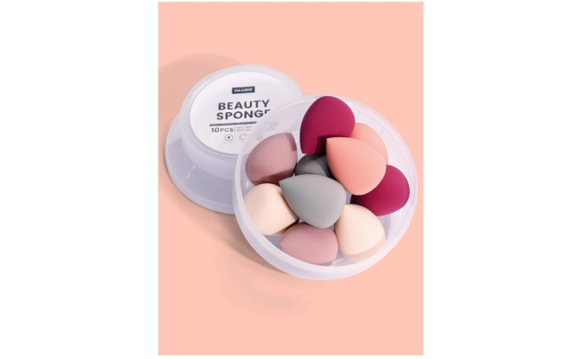 Set de 10 bureti pentru aplicarea machiajului - Beauty Blender, cu cutie de...