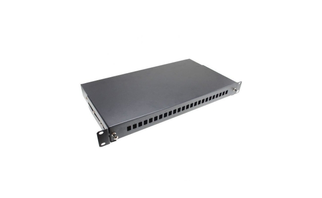 Patch panel FO cu sina glisanta Emtex, 24 porturi LC duplex / SC simplex, 1U,...