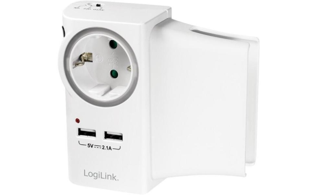 Priza Logilink PA0165, Schuko x 1, conectare Schuko (T), USB x 2, 16 A,...