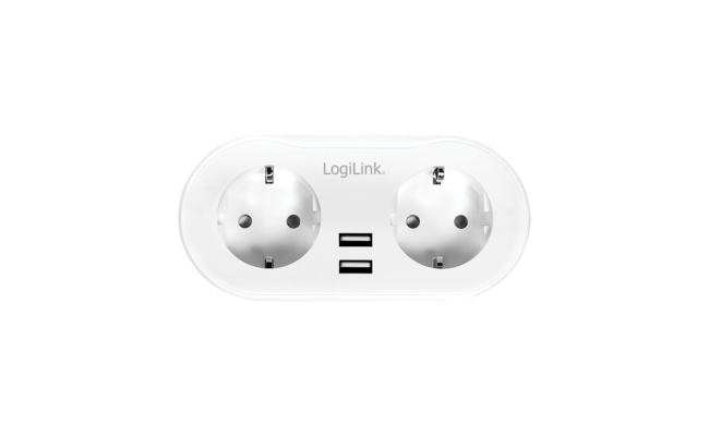 Priza Inteligenta LogiLink SH0102, Schuko x 2, USB x 2, IP20, alb
