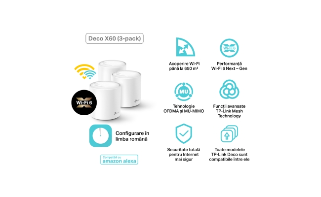 Deco X60 (3-pack) Tp-Link - AX3000 mesh Wi-Fi 6 System 21656