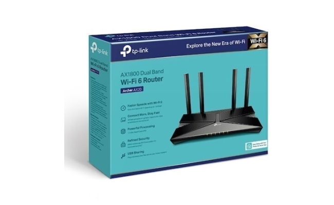 Router wireless TP-LINK Gigabit Archer AX20, Ax1800, WiFI 6, Dual-Band 21873
