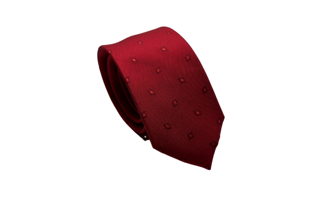 Cravata mătase burgundy squares slim