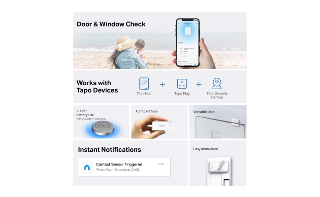 Tapo T110 TP-Link - Senzor smart de miscare, securitate pentru ferestre si...