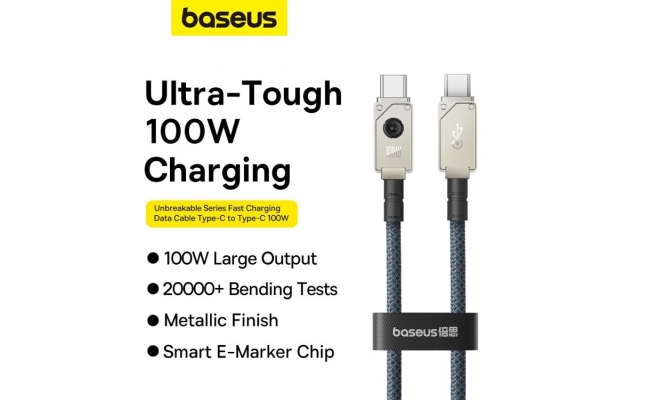 Cablu USB-C Baseus 100W Incarcare Rapida 2m Alb Date 51454