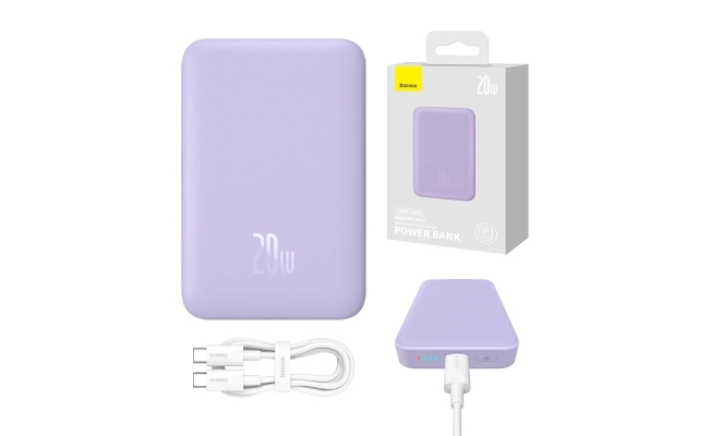 Baseus Magnetic Mini 10000mAh, USB-C 20W MagSafe powerbank (violet) 52064