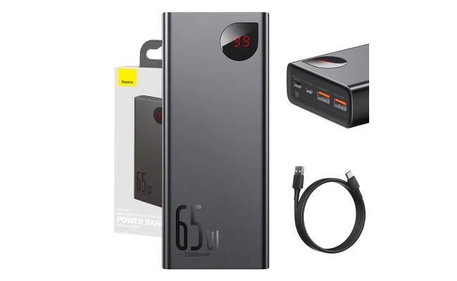 Powerbank 20000mAh Baseus Adaman Metal, PD, QC 3.0, 65W, 2xUSB + USB-C +...