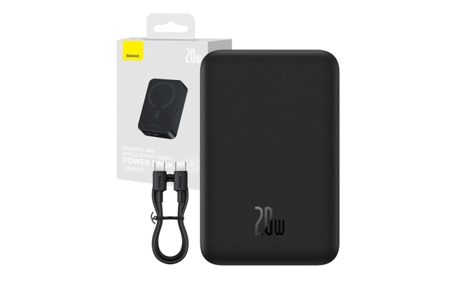 Baterie externa Baseus Magnetic Mini, incarcare wireless, capacitate 30.000...