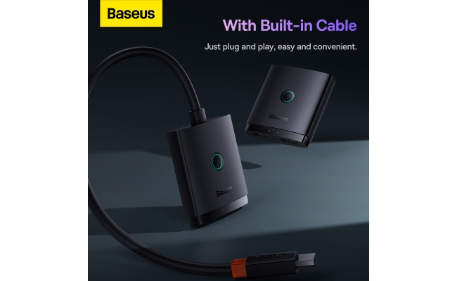 Switch HDMI bidirectional Baseus AirJoy Cluster 2 in 1, 4K, 60Hz, 1m, negru...