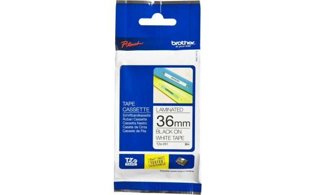 Banda Laminata Original Brother Black on White, TZE261, pentru P-Touch, 36mm...