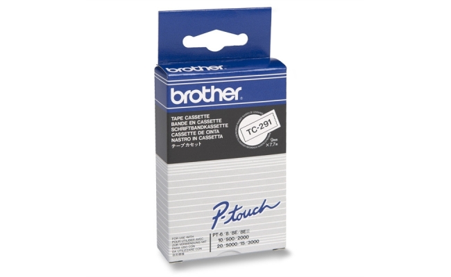 Banda laminata Original Brother Black on White, TC291, 9mm