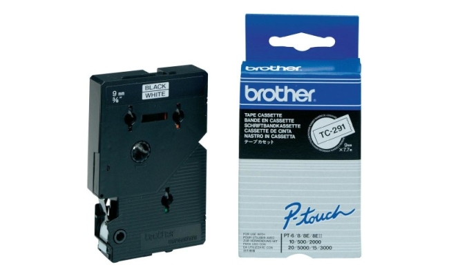Banda laminata Original Brother Black on White, TC291, 9mm 53111