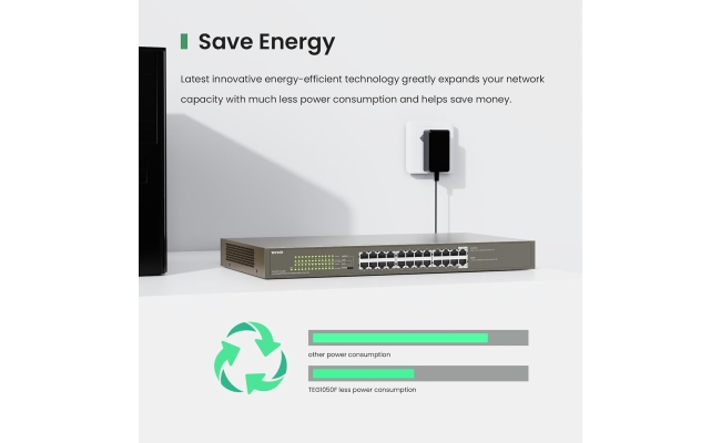Switch Tenda TEG1124P-24-250W, 24PorturiPoE 10/100/1000Mbps 53582