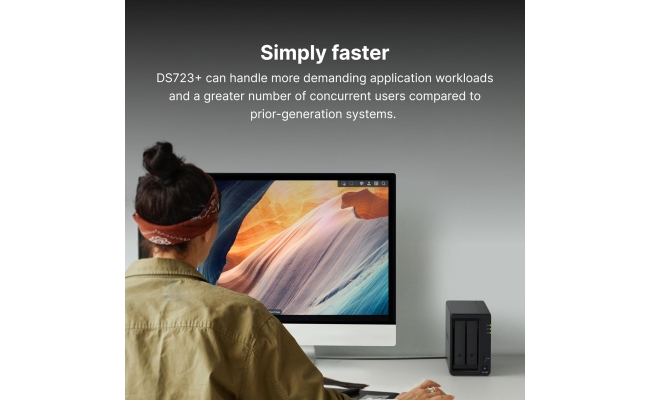 NAS Synology DS723+ cu procesor AMD Ryzen R1600 2.6GHz, 2-Bay, 2GB DDR4...
