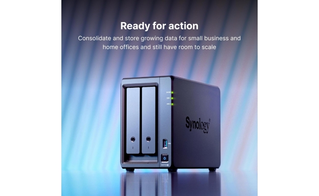 NAS Synology DS723+ cu procesor AMD Ryzen R1600 2.6GHz, 2-Bay, 2GB DDR4...