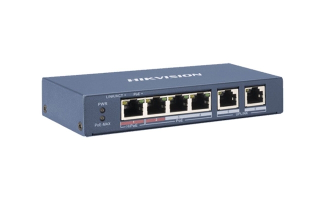 Switch Hikvision 4 Porturi PoE 35W fara management, 1.6 Gbps, 300 m...