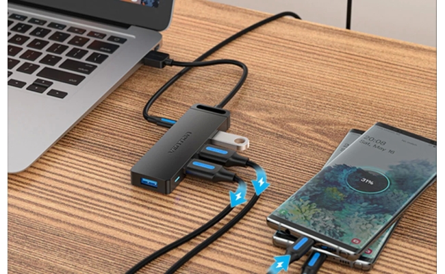 HUB USB Vention CHLBF, porturi: 4 x USB 3.2 gen 1, micro USB (M), conectare...