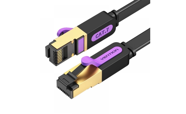 Patch Cord STP Vention ICABF, Cat. 7, 1m, flat cable, conductor cupru, viteza...