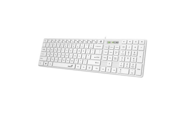 Tastatura Genius SlimStar 104 taste + 12 taste multimedia, alb 54504