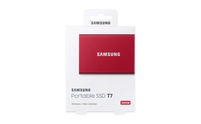 SSD extern Samsung T7 portabil, 500GB, USB 3.2, Metallic Red 54638