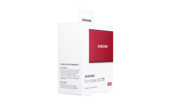 SSD extern Samsung T7 portabil, 500GB, USB 3.2, Metallic Red 54640