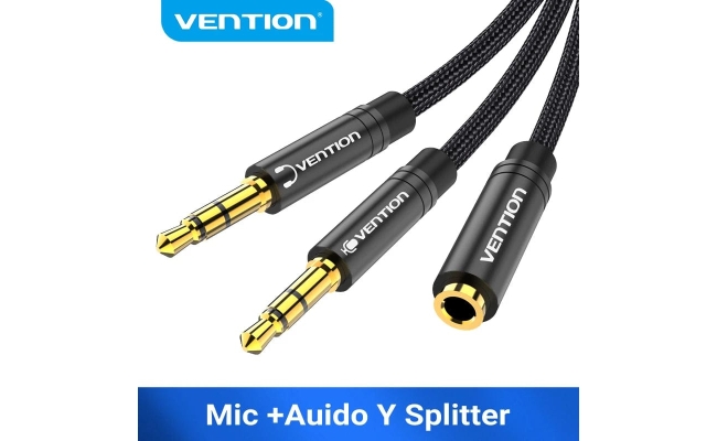 Cablu audio Vention BBTBY, 2 x Jack 3.5mm (T) la Jack 3.5mm (M), 0.3m,...