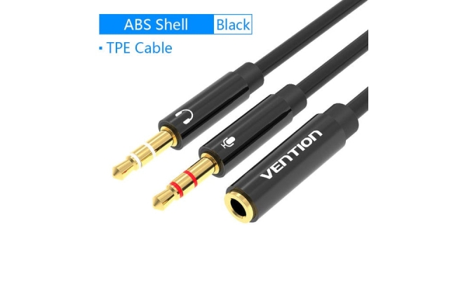 Cablu audio Vention BBTBY, 2 x Jack 3.5mm (T) la Jack 3.5mm (M), 0.3m,...