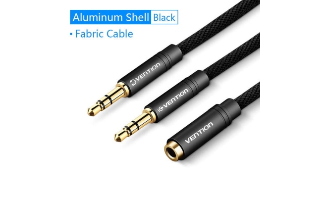 Cablu audio Vention BBTBY, 2 x Jack 3.5mm (T) la Jack 3.5mm (M), 0.3m,...