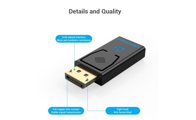 Adaptor video Vention HBPB0, DisplayPort(T) la HDMI(M), , rezolutie maxima 4K...